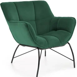 Poltrona imbottita in velluto verde nero moderna Indiana