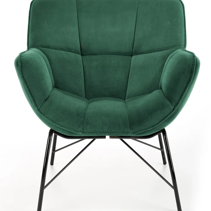 Poltrona imbottita in velluto verde nero moderna Indiana