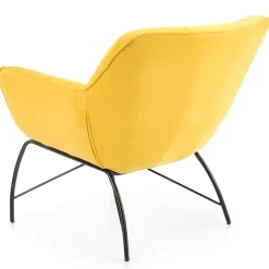 Poltrona imbottita in velluto giallo nero moderna Indiana