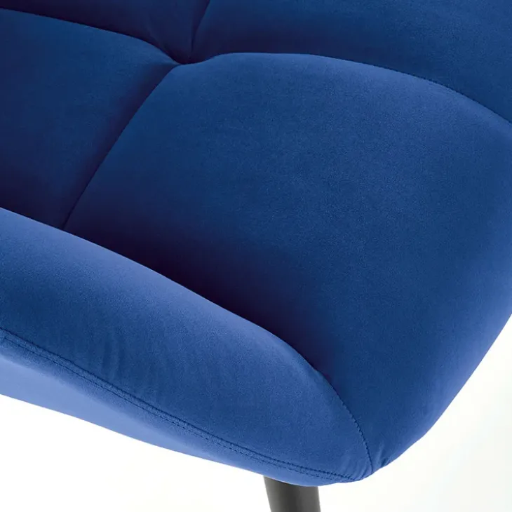 Poltrona imbottita in velluto blu nero Polly