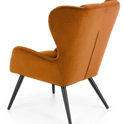 Poltrona imbottita in velluto arancio terracotta nero Polly