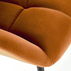 Poltrona imbottita in velluto arancio terracotta nero Polly