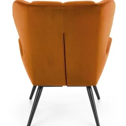 Poltrona imbottita in velluto arancio terracotta nero Polly