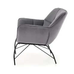 Poltrona imbottita in velluto grigio nero Indiana