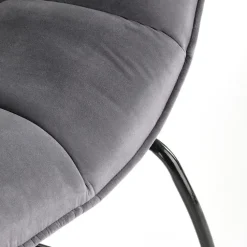 Poltrona imbottita in velluto grigio nero Indiana