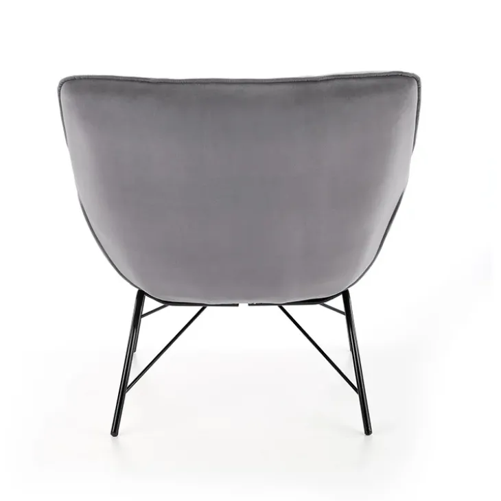 Poltrona imbottita in velluto grigio nero Indiana