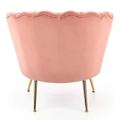 Poltrona imbottita moderna in velluto rosa antico oro Gabriella