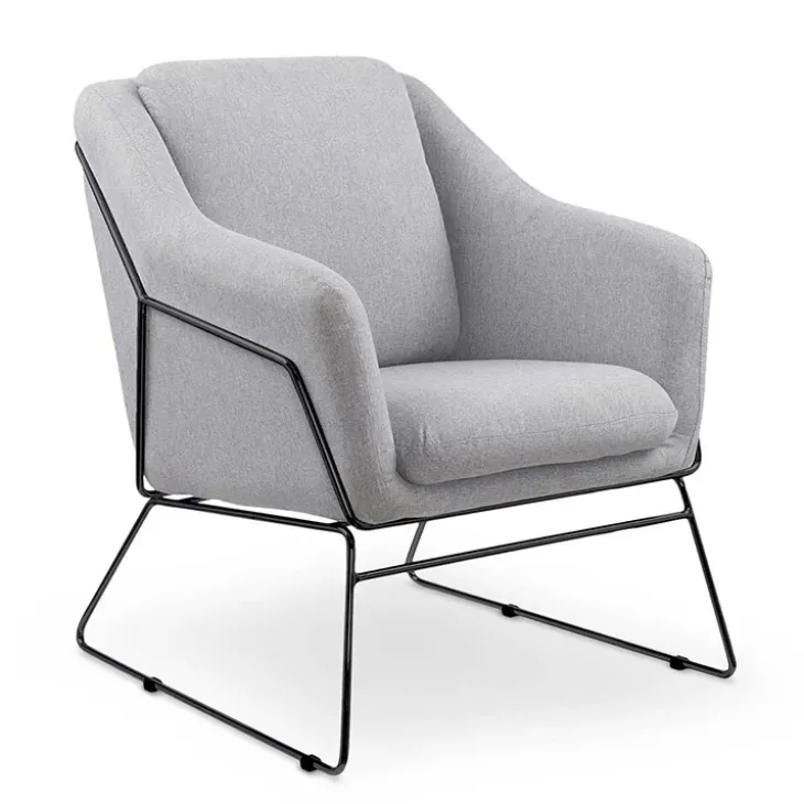 Poltrona imbottita moderna struttura metallo nero grigio Erminia2