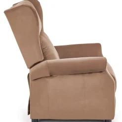 Poltrona reclinabile imbottita in velluto beige Cassiopea