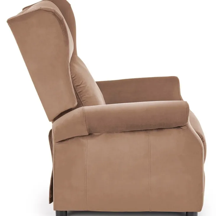 Poltrona reclinabile imbottita in velluto beige Cassiopea