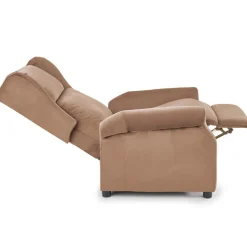Poltrona reclinabile imbottita in velluto beige Cassiopea
