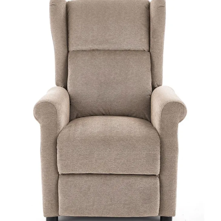 Poltrona reclinabile imbottita in tessuto beige Cassiopea
