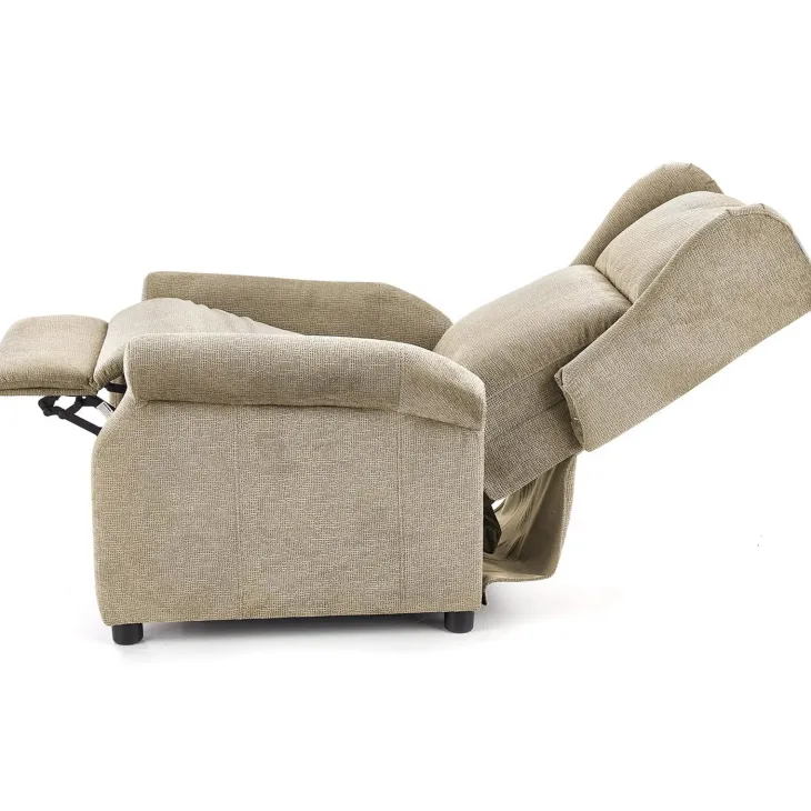 Poltrona reclinabile imbottita in tessuto beige Cassiopea