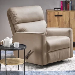 Poltrona reclinabile imbottita in tessuto beige Benuat