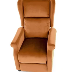 Poltrona reclinabile imbottita in velluto arancio terracotta Cassiopea