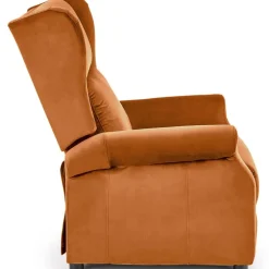 Poltrona reclinabile imbottita in velluto arancio terracotta Cassiopea
