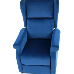 Poltrona reclinabile imbottita in velluto blu Cassiopea