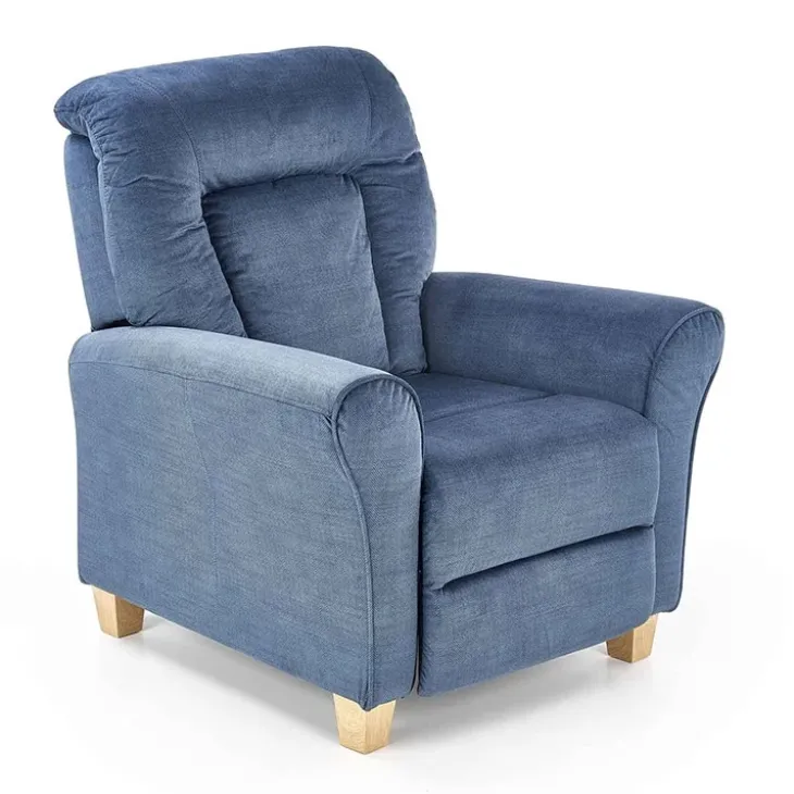 Poltrona reclinabile imbottita in tessuto blu Dorotea