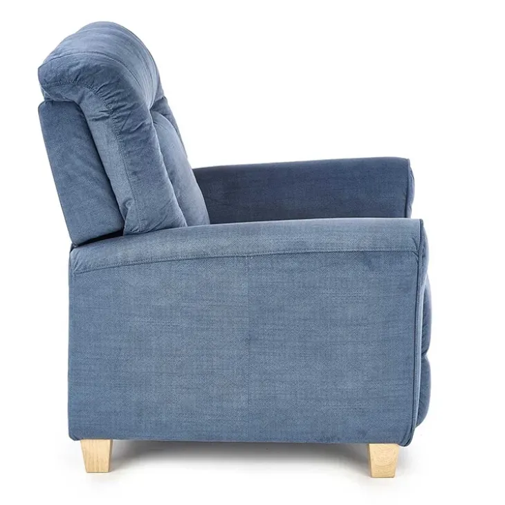 Poltrona reclinabile imbottita in tessuto blu Dorotea