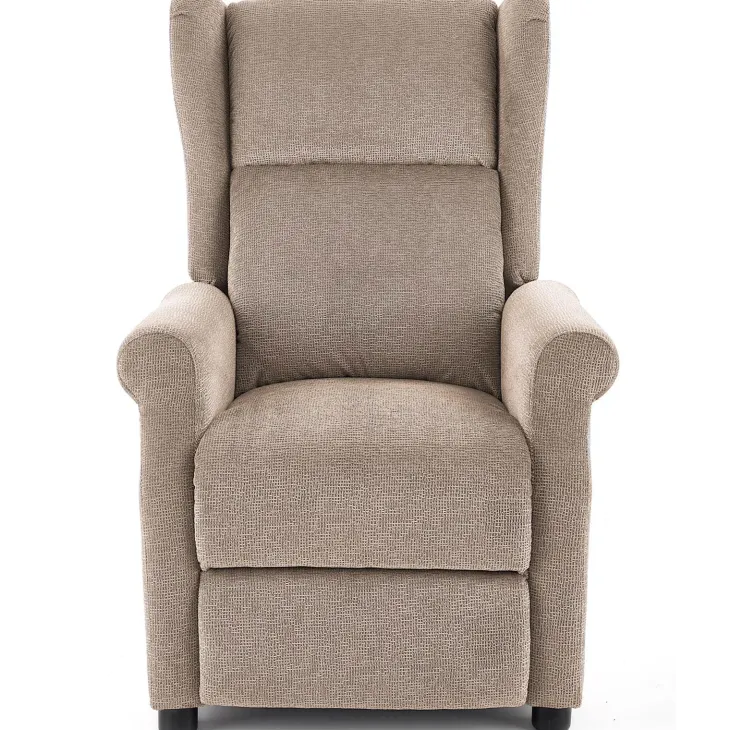 Poltrona reclinabile massaggiante imbottita in tessuto beige Elion