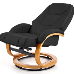 Poltrona reclinabile massaggiante e riscaldabile con poggiapiedi ecopelle nero Sillon