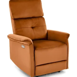 Poltrona relax reclinabile elettrica con presa USB in velluto arancio terracotta Fatia