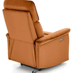 Poltrona relax reclinabile elettrica con presa USB in velluto arancio terracotta Fatia