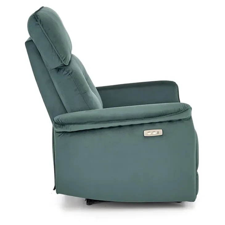 Poltrona relax reclinabile elettrica con presa USB in velluto verde Fatia