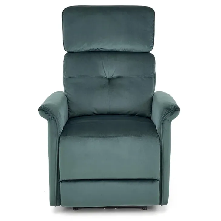 Poltrona relax reclinabile elettrica con presa USB in velluto verde Fatia