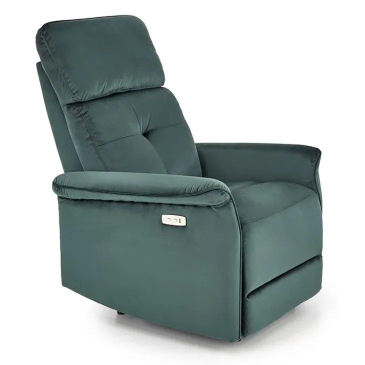 Poltrona relax reclinabile elettrica con presa USB in velluto verde Fatia