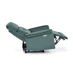Poltrona relax reclinabile elettrica con presa USB in velluto verde Fatia