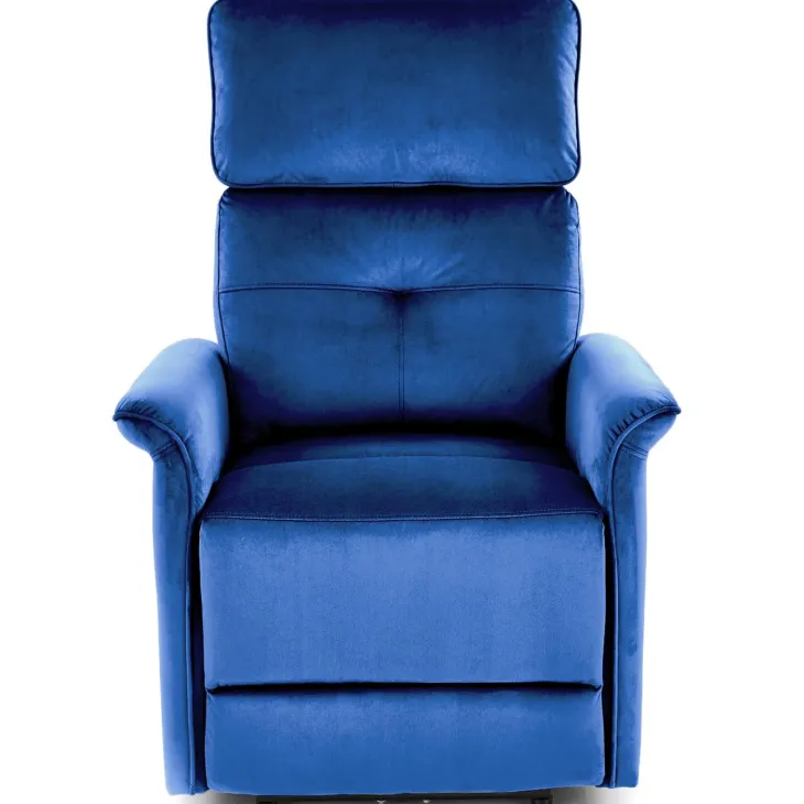 Poltrona relax reclinabile elettrica con presa USB in velluto blu Fatia