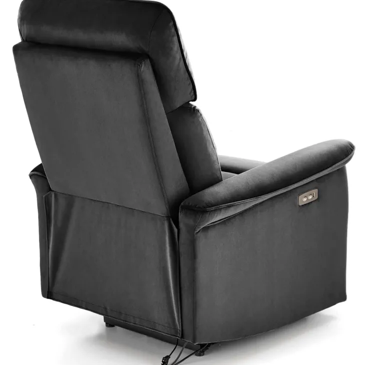 Poltrona relax reclinabile elettrica con presa USB in velluto nero Fatia