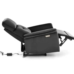Poltrona relax reclinabile elettrica con presa USB in velluto nero Fatia