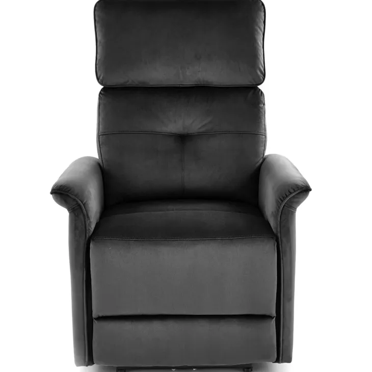 Poltrona relax reclinabile elettrica con presa USB in velluto nero Fatia