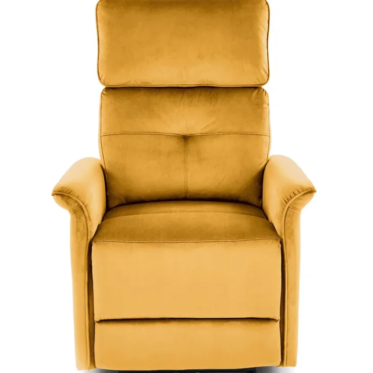 Poltrona relax reclinabile elettrica con presa USB in velluto giallo senape Fatia