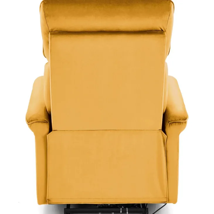 Poltrona relax reclinabile elettrica con presa USB in velluto giallo senape Fatia