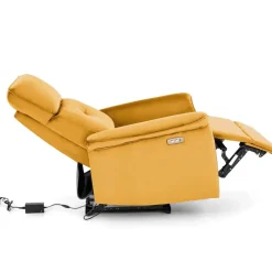 Poltrona relax reclinabile elettrica con presa USB in velluto giallo senape Fatia