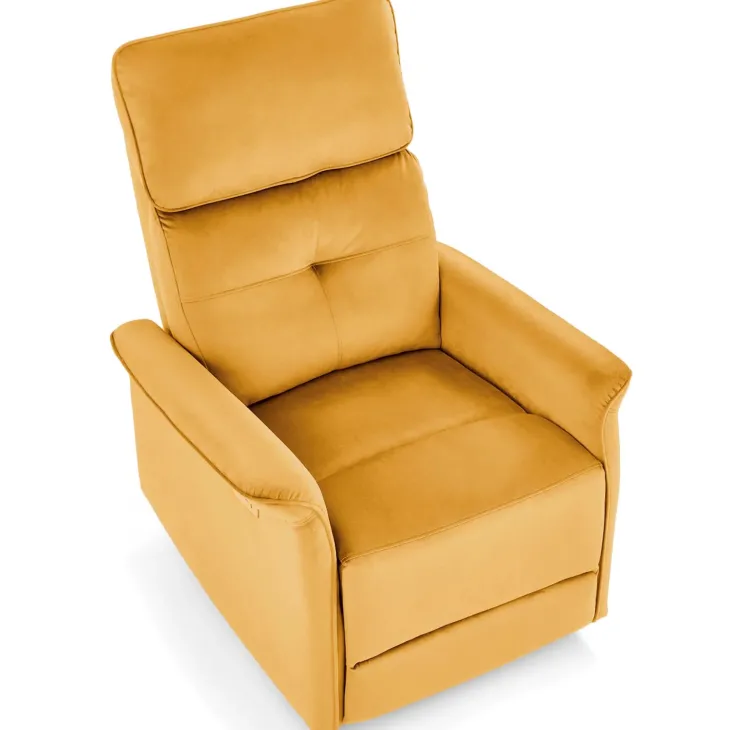 Poltrona relax reclinabile elettrica con presa USB in velluto giallo senape Fatia