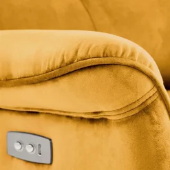 Poltrona relax reclinabile elettrica con presa USB in velluto giallo senape Fatia