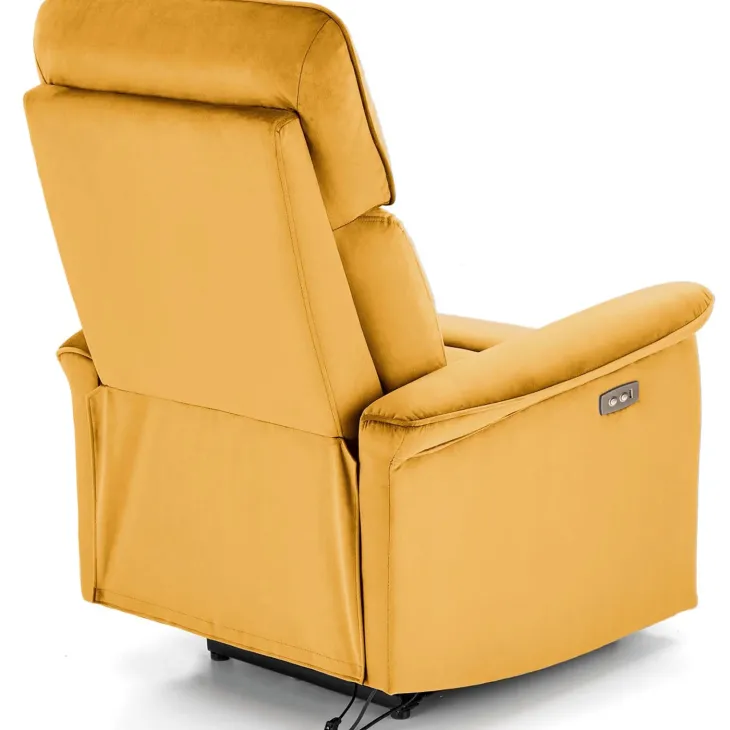 Poltrona relax reclinabile elettrica con presa USB in velluto giallo senape Fatia