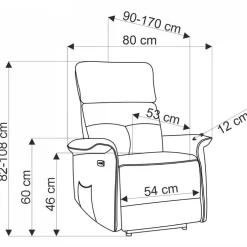 Poltrona relax reclinabile elettrica con presa USB in velluto giallo senape Fatia