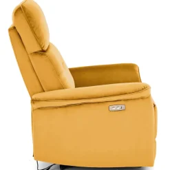Poltrona relax reclinabile elettrica con presa USB in velluto giallo senape Fatia