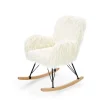 Poltrona sedia a dondolo design pelliccia bianco crema struttura legno metallo Winnipeg
