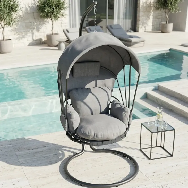 Poltrona sospesa a dondolo da giardino 136x196h cm grigio Flora