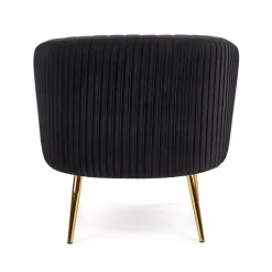 Poltroncina design in velluto nero con gambe oro Romance