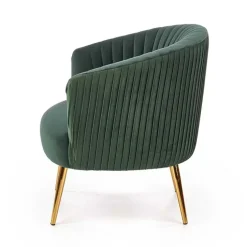 Poltroncina design in velluto verde con gambe oro Romance