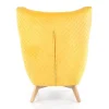 Poltroncina imbottita in velluto giallo legno naturale Seven