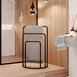 Portasciugamani da bagno 50x75h cm 3 livelli nero Marinella