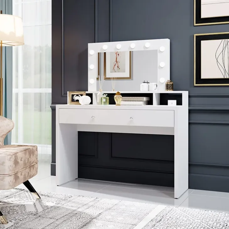 Postazione trucco con specchio 120x40cm bianco Child